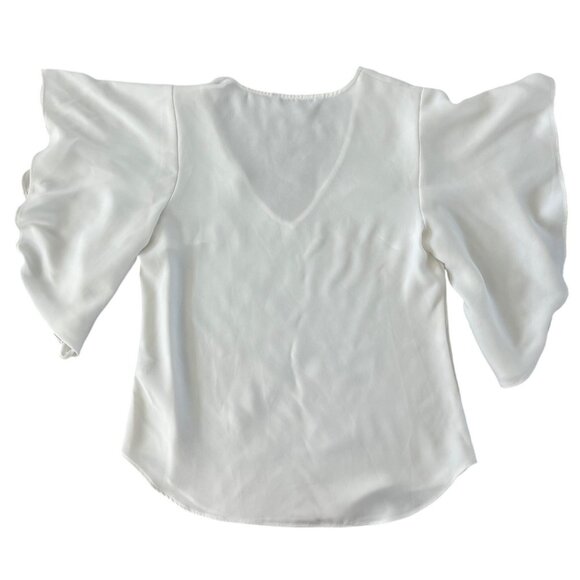 Trina Turk Moore‎ Crepe Top V-Neck Draped White Size Small Flowy Boho  $178 - Picture 9 of 9